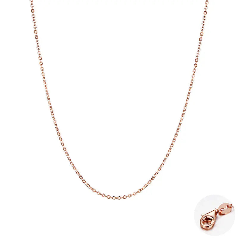 BAMOER Rose Gold Color 925 Sterling Silver Necklace Chain Lobster Clasp Simple Chain Fashion Necklace Basic Jewelry 45cm