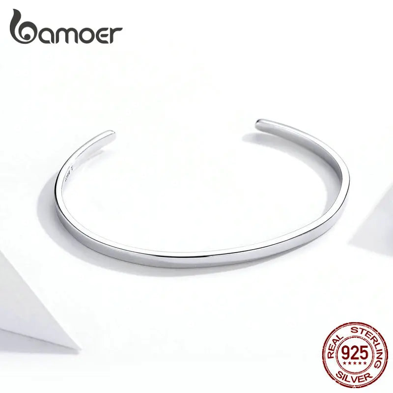 bamoer Engrave Courage Bangle "Nothing is impossible" Fashion Hot Sale 925 Sterling Silver Jewelry for Man and Women SCB160