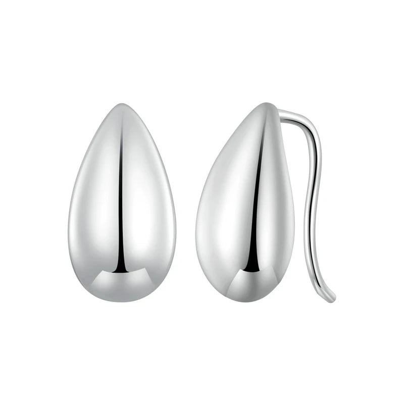 BAMOER Authentic 925 Sterling Silver Glossy Waterdrop Earrings Teardrop Stud Earrings for Women Simple Fine Jewelry Gift BSE869