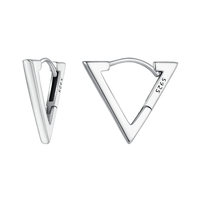 BAMOER 925 Sterling Silver Small Triangle Earrings for Women Geometric Hoop Earrings Hypoallergenic Earrings for Women Girls