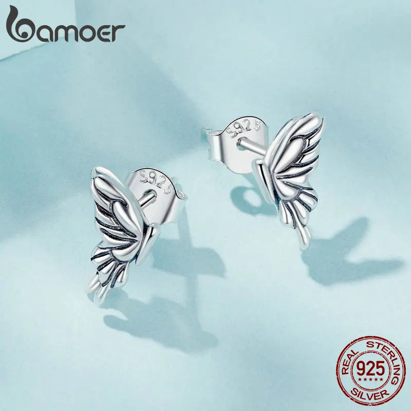 BAMOER 925 Sterling Silver Vivid Butterfly Stud Earrings for Women, Vintage Hypoallergenic Earrings Fashion Jewelry Gift SCE1762