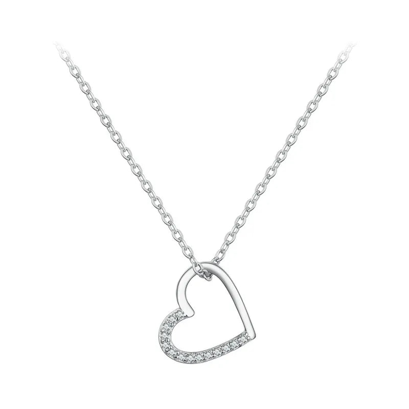 BAMOER Genuine 925 Sterling Silver The shape of love Chain Necklace for Women, Godl Plated Heart Necklace 3 Color 18.11''