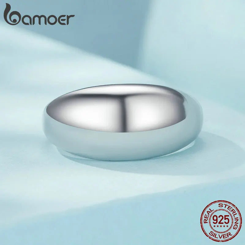 BAMOER 925 Sterling Silver Chunky Rings for Women Adjustable Bold Thick Statement Rings for Women Minimalist Rings