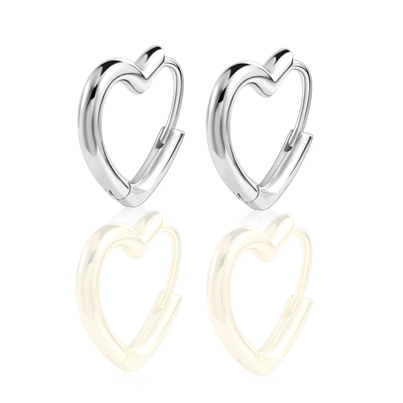 BAMOER 925 Sterling Silver Small Hoop Earrings Heart Shaped 14k Gold Plated Huggie Earrings for Women Wedding Fashion Jewelry