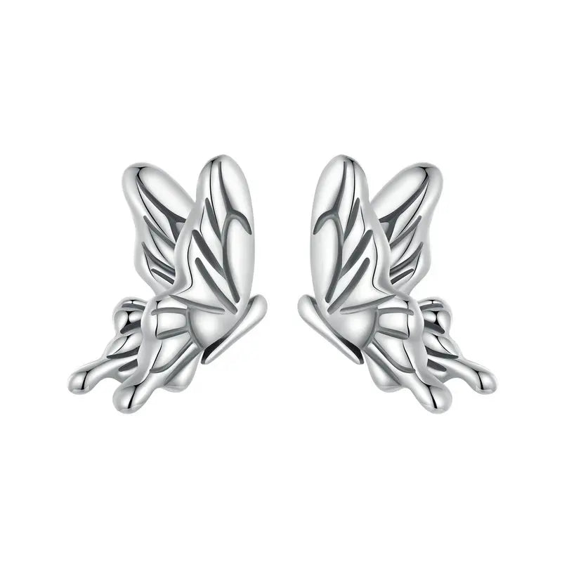 BAMOER 925 Sterling Silver Vivid Butterfly Stud Earrings for Women, Vintage Hypoallergenic Earrings Fashion Jewelry Gift SCE1762